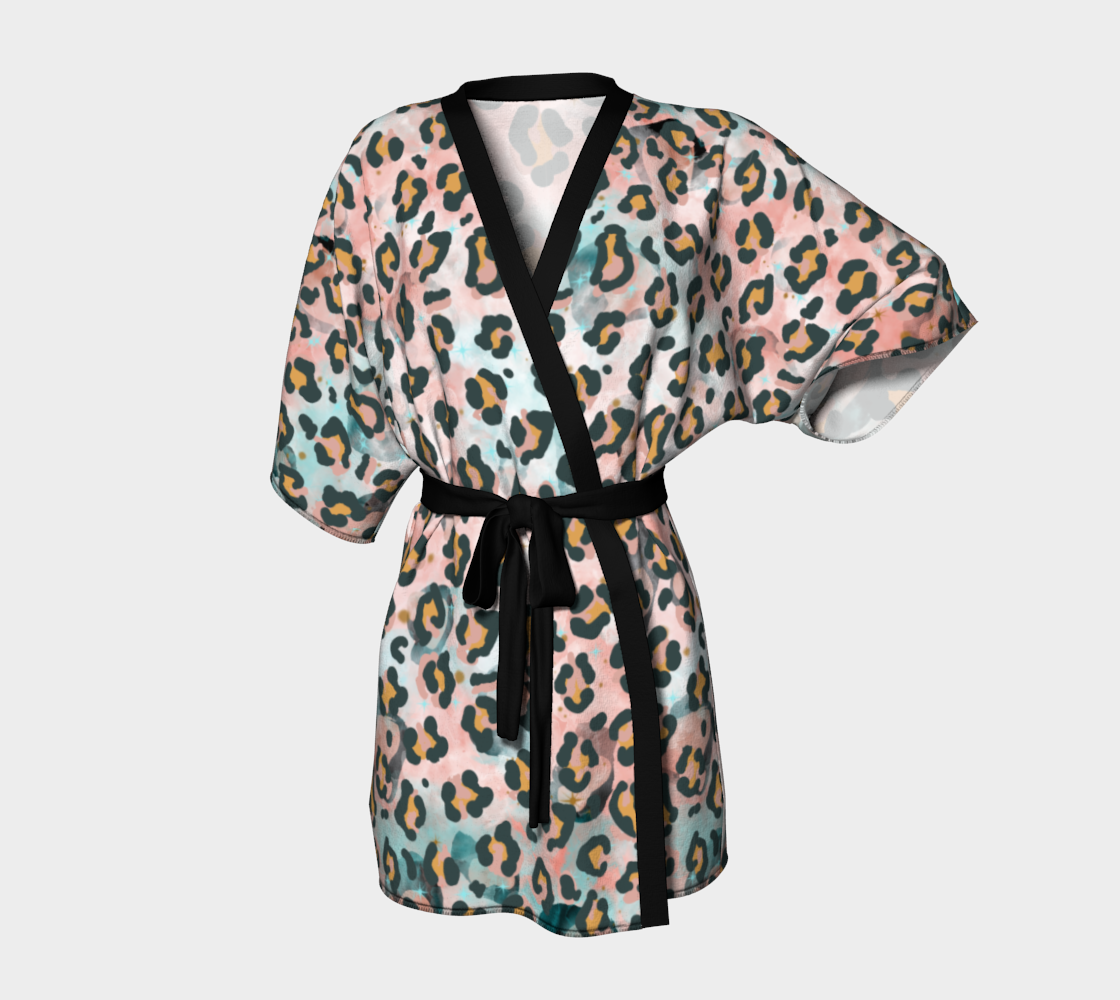 Cotton Candy Leopard print kimono robe preview