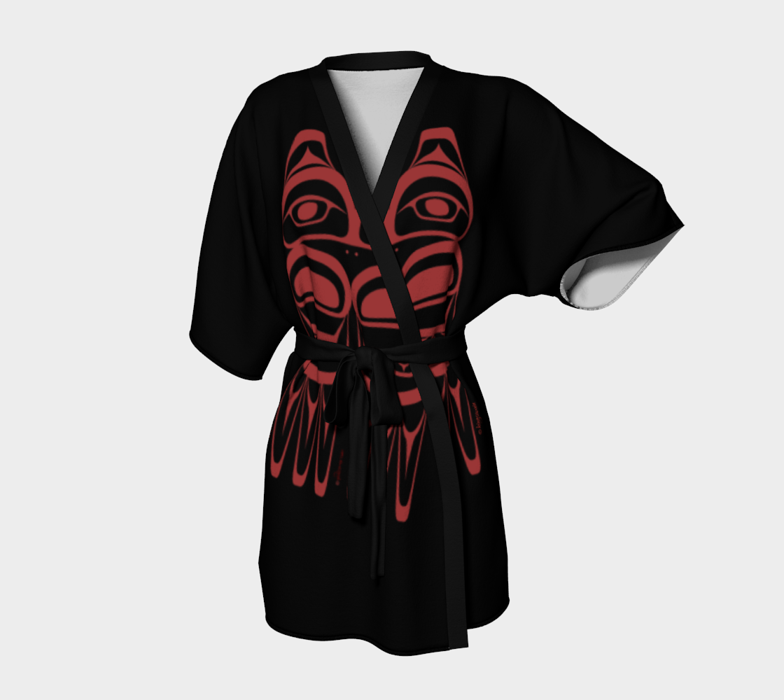 Tlingit Eagle Kimono Robe - 2 - Black and Red 3D preview
