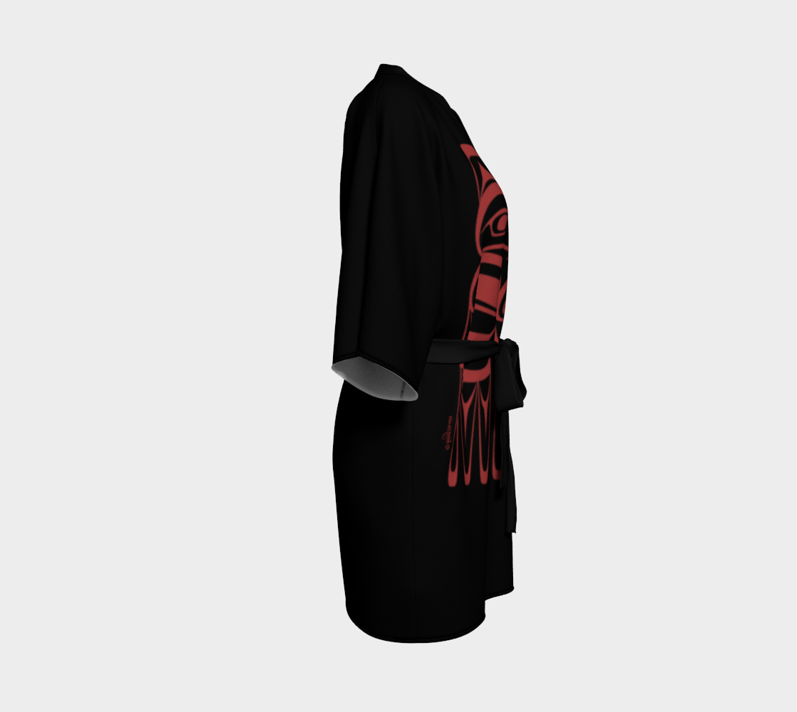Tlingit Eagle Kimono Robe - 2 - Black and Red thumbnail #4