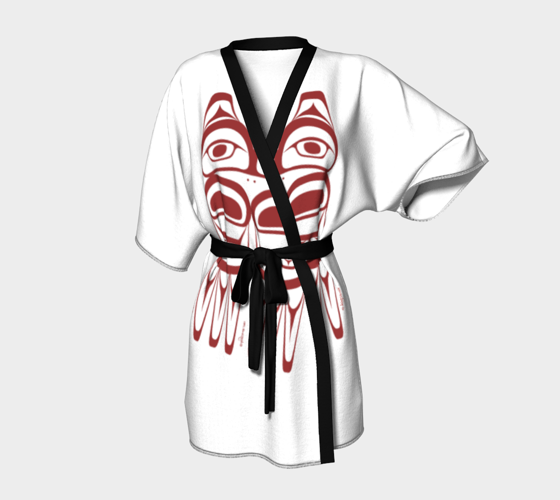 Tlingit Eagle Kimono Robe Red On White thumbnail #2
