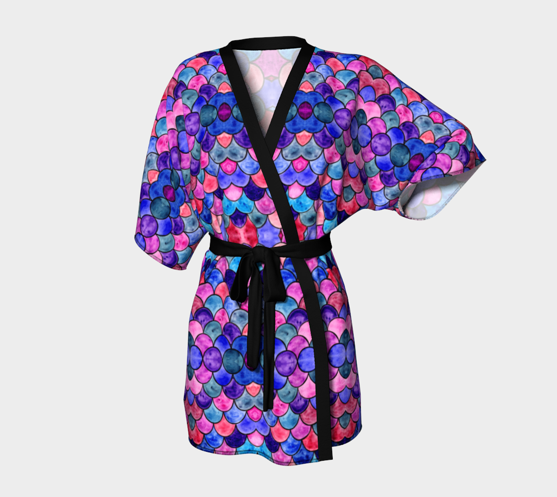 Blue and Purple Scales Pattern Kimono Robe preview