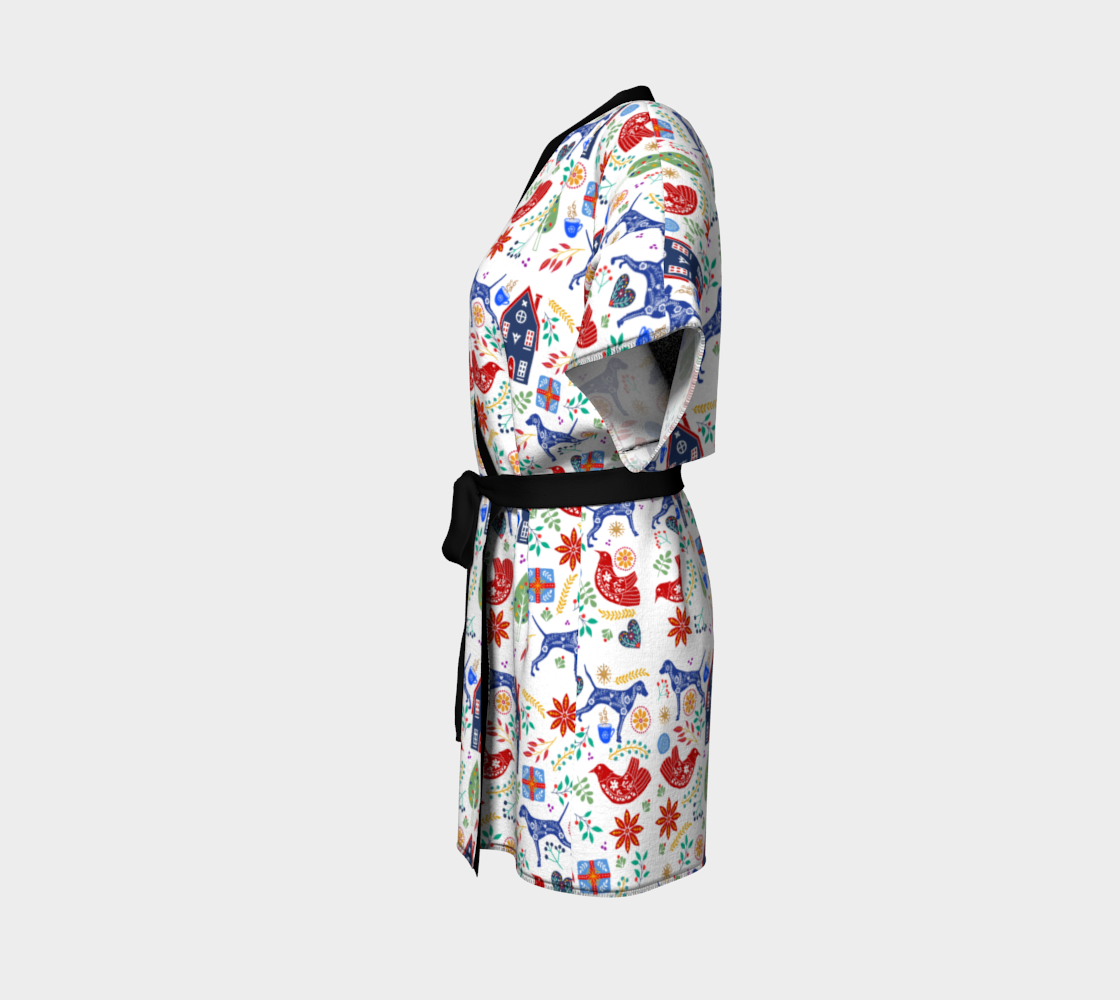 Blue Weimaraner Scandinavian Holidays kimono preview #2