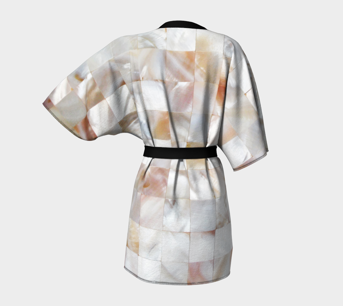 Mother of Pearl, Exotic Tiles Photography, Neutral Minimal Geometrical Graphic Design Kimono Robe Miniature #5
