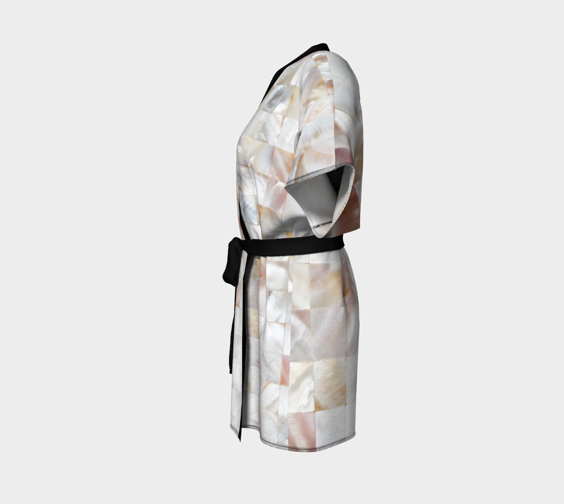 Aperçu de Mother of Pearl, Exotic Tiles Photography, Neutral Minimal Geometrical Graphic Design Kimono Robe #2