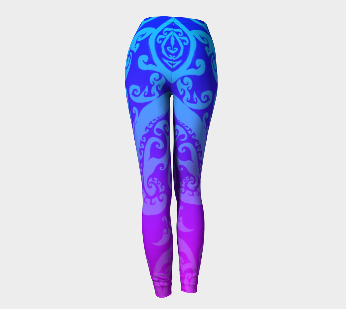 Katara's Waterbender I V, Blue Pink Ombre Celtic Spiral, Leggings preview #4