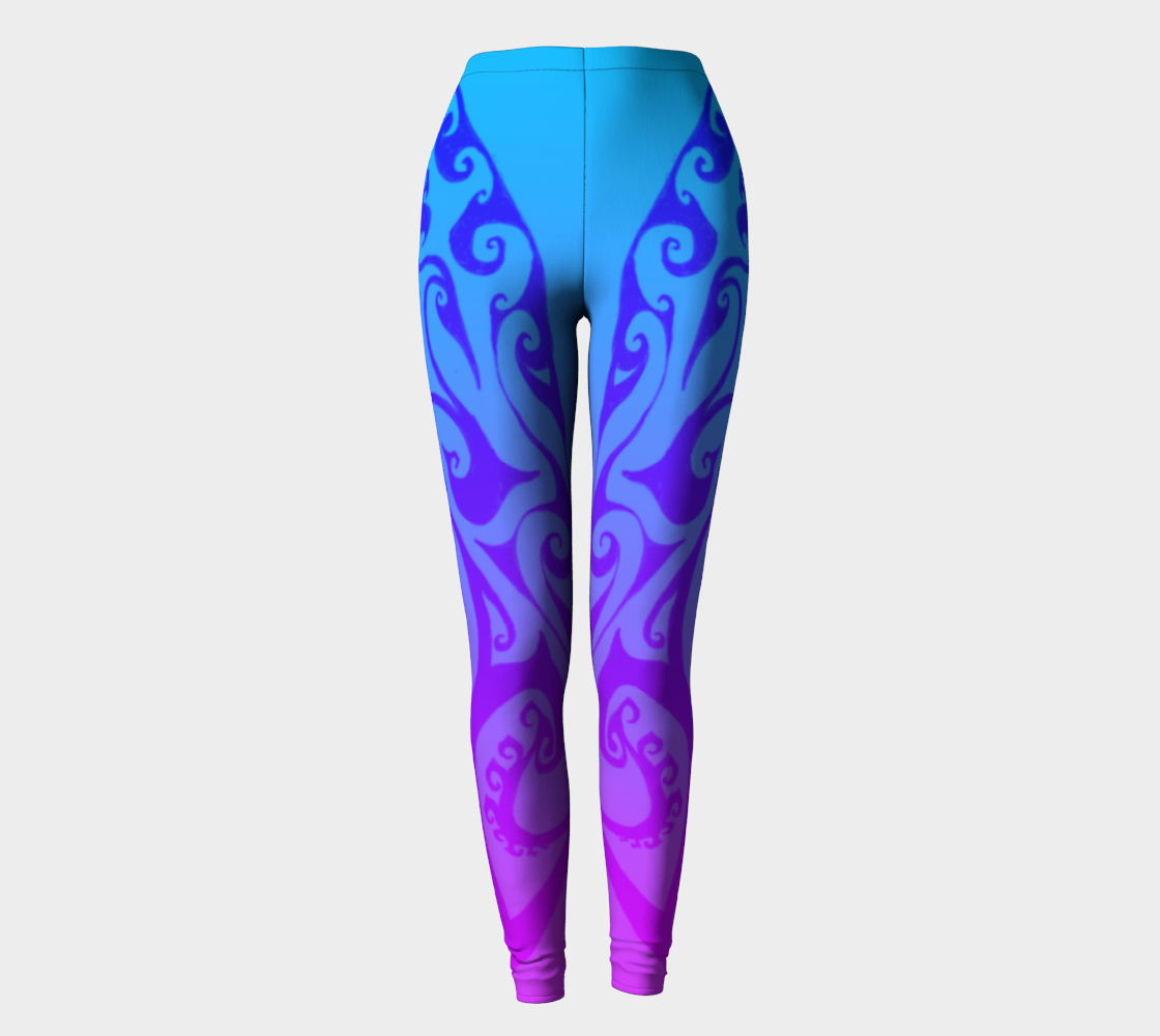 Katara's Waterbender I V, Blue Pink Ombre Celtic Spiral, Leggings preview #2