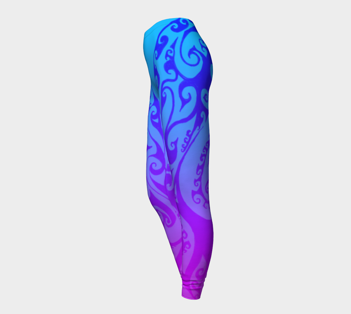 Katara's Waterbender I V, Blue Pink Ombre Celtic Spiral, Leggings preview #3