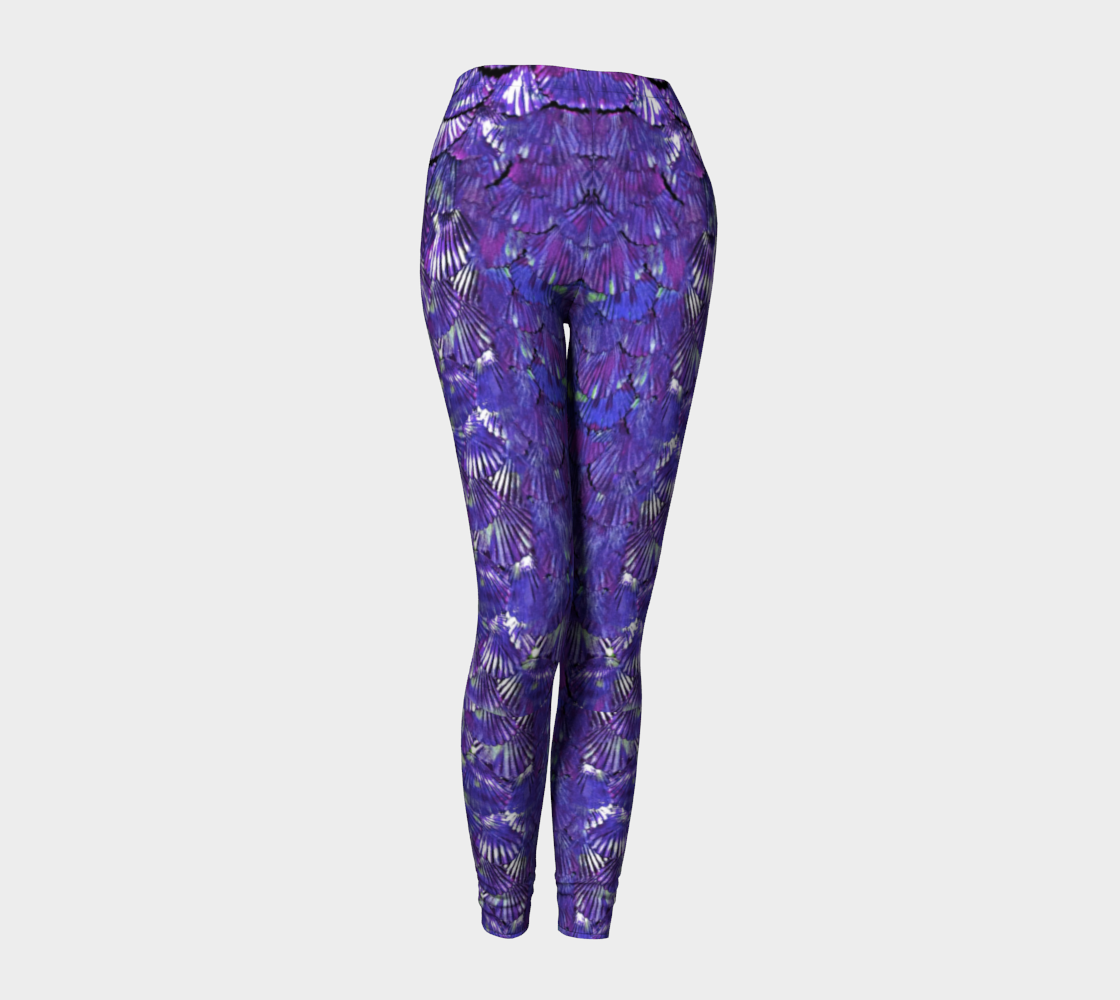 Purple and Green Mermaid Scale Leggings preview #1