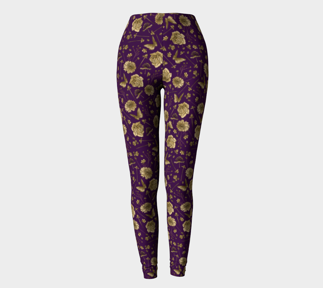 Petal to the metal violet & gold leggings preview