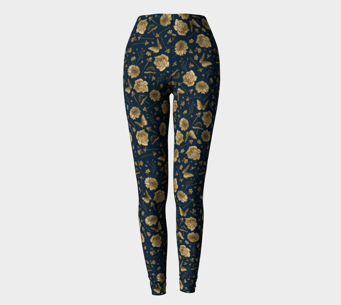 Petal to the metal navy & gold leggings preview