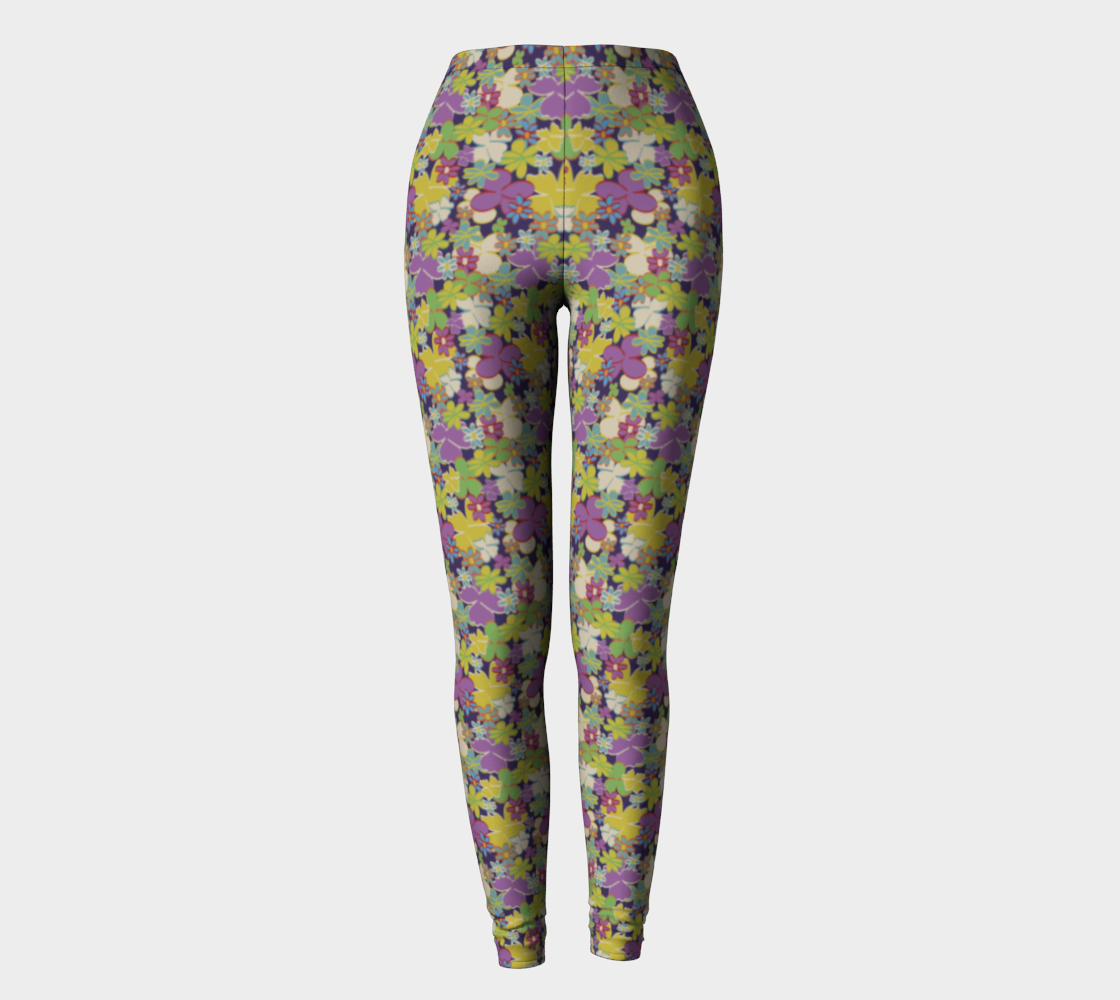 Bright Blooms on Dark Purple Leggings preview