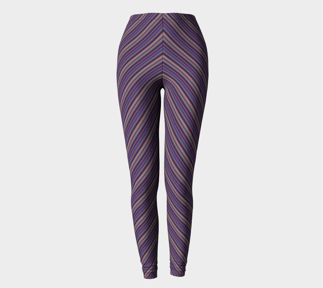 Flowers & Feathers Diagonal Stripes Leggings preview