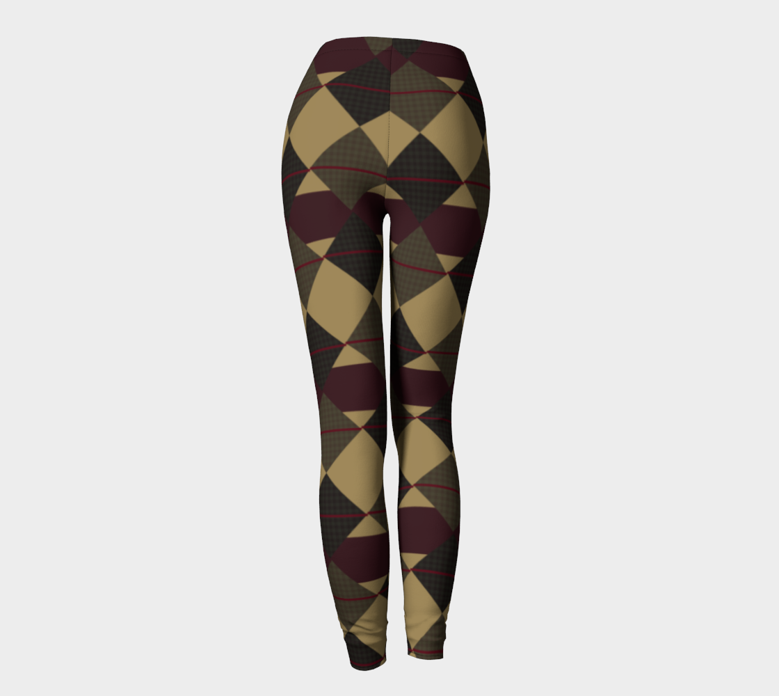Checkered Brown Plaid Leggings preview #4