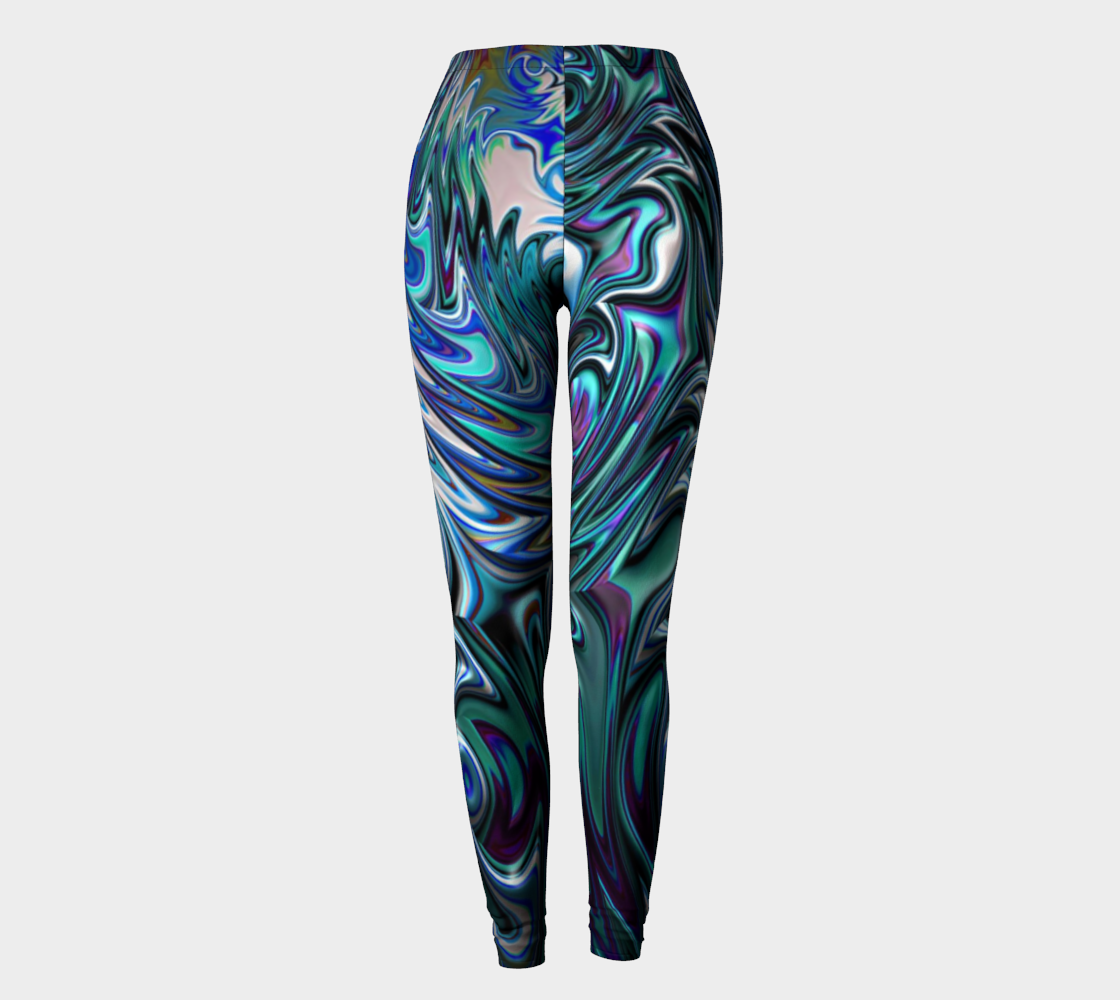 Blue Swirl Fractal Leggings preview #2