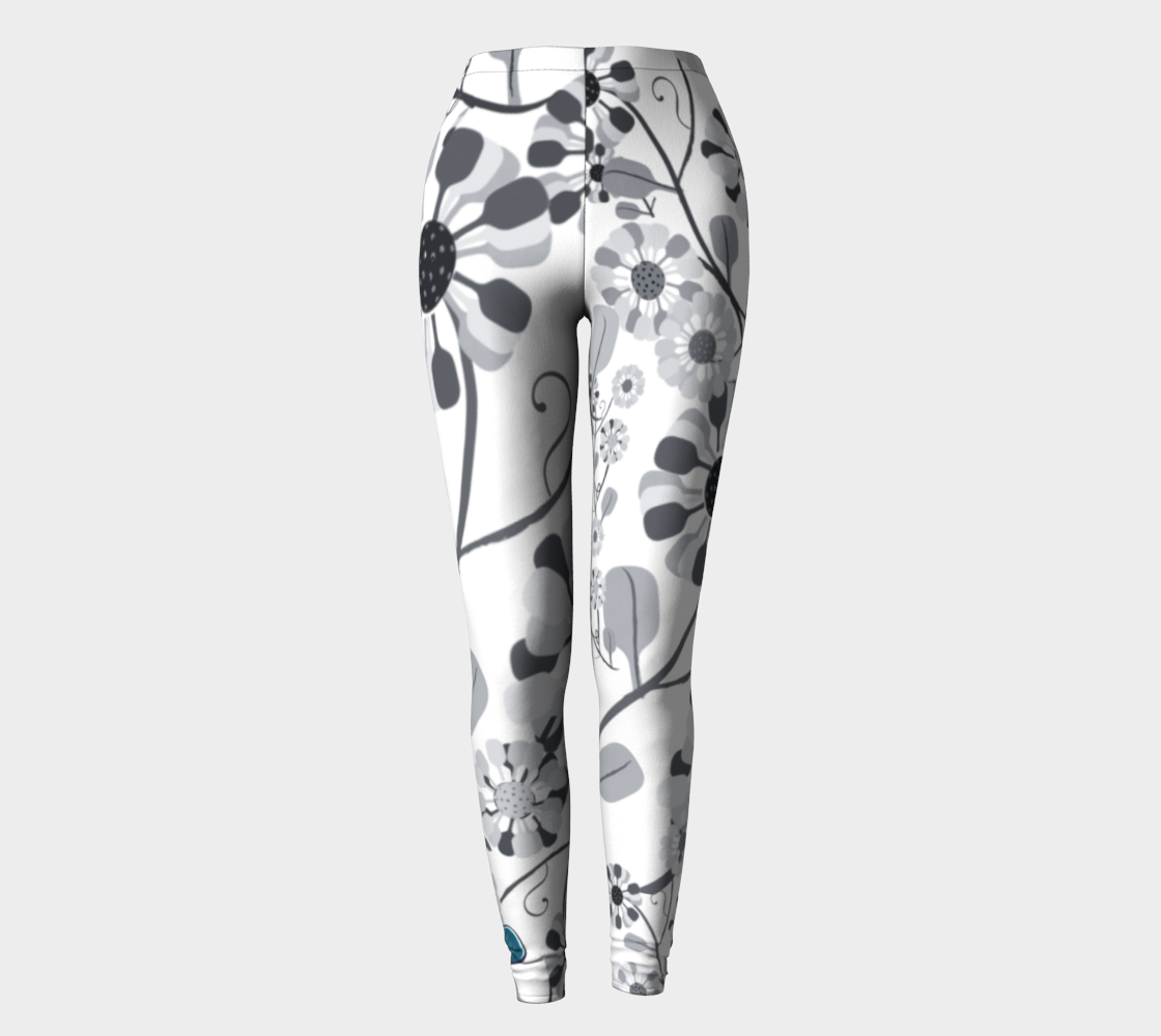 Pickleball Flowers, grey and white,  leggings preview