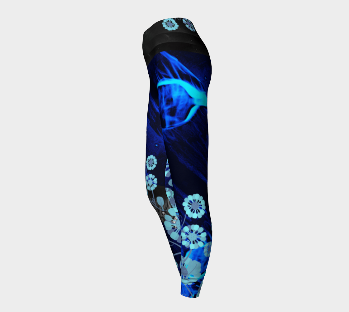 Pickleball blue smoke and flowers leggings preview #3