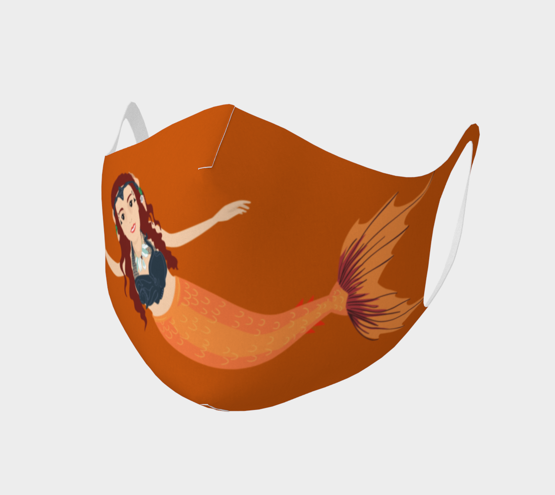 Swimming Mermaid Face Covering in Orange  3D preview