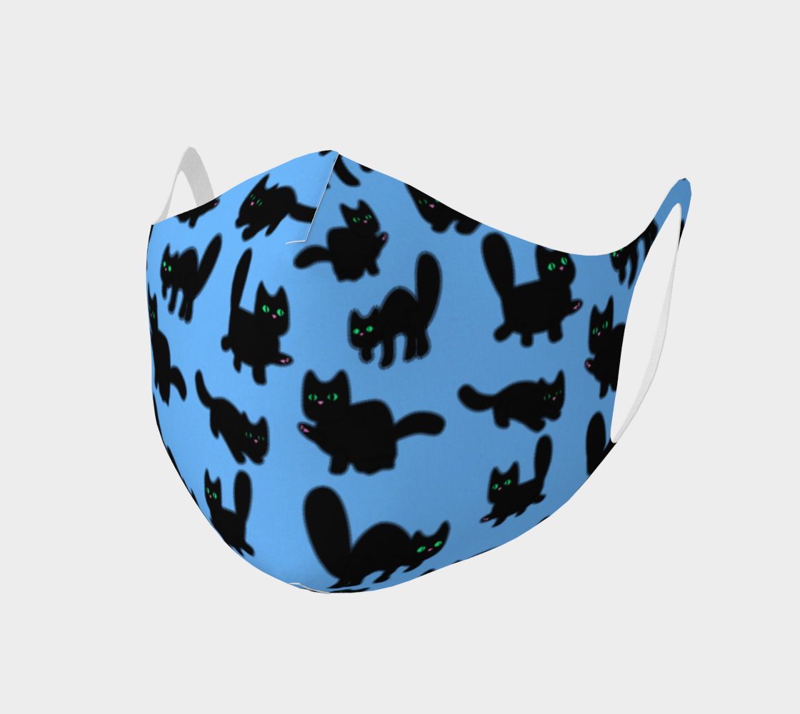 Fuzzy Kitties Black Cats Pattern (Blue BG) preview
