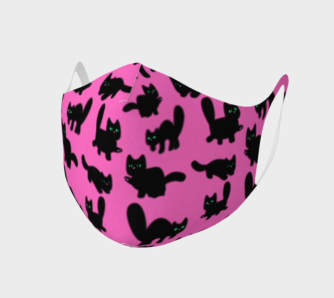 Fuzzy Kitties Black Cats Pattern (Pink BG) 3D preview