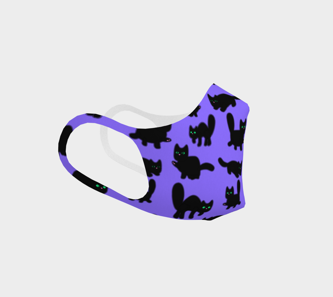 Fuzzy Kitties Black Cats Pattern (Purple BG) preview #3