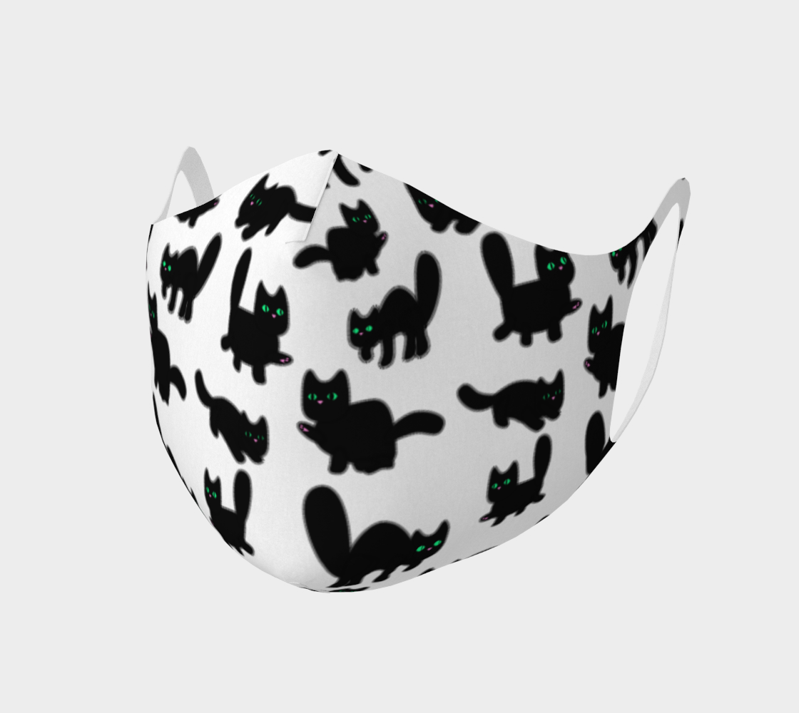 Fuzzy Kitties Black Cats Pattern (White BG) preview #1