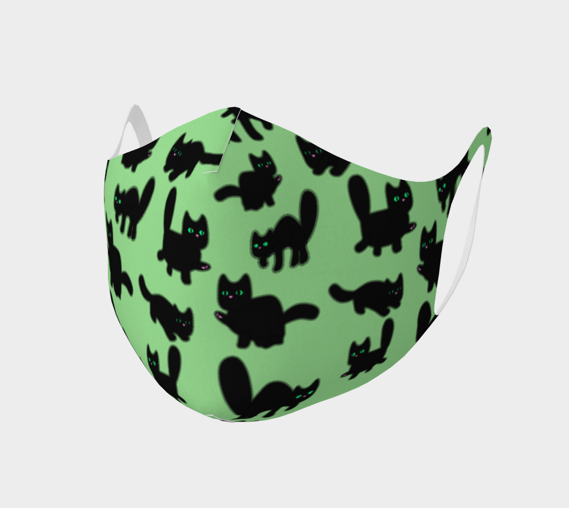 Fuzzy Kitties Black Cats Pattern (Green BG) thumbnail #2