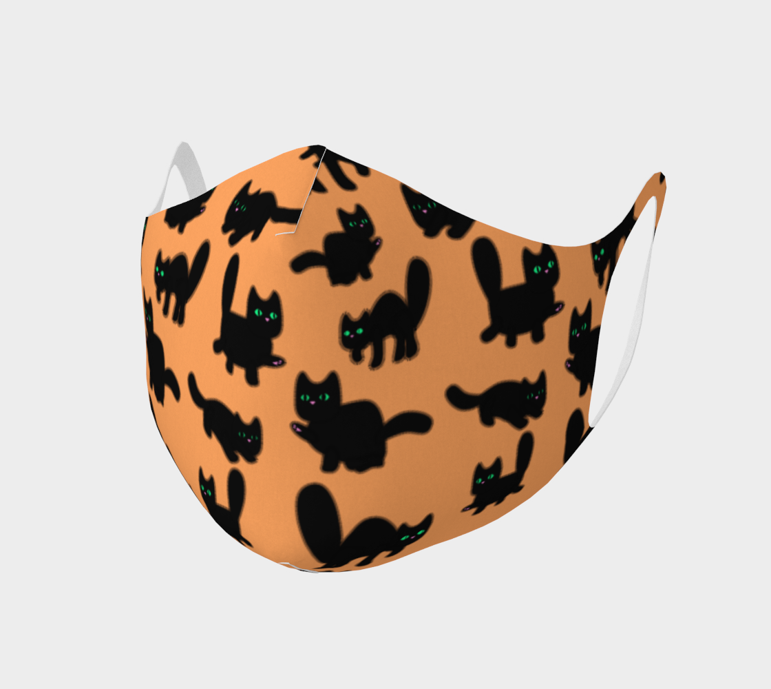 Fuzzy Kitties Black Cats Pattern (Orange BG) preview