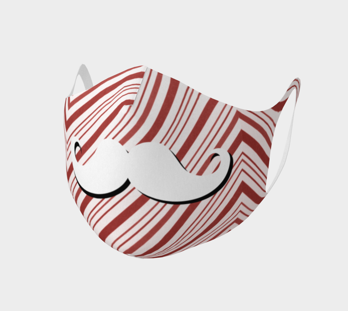 Holiday Christmas Candy Cane Moustache Man Face Covering Mask preview #1