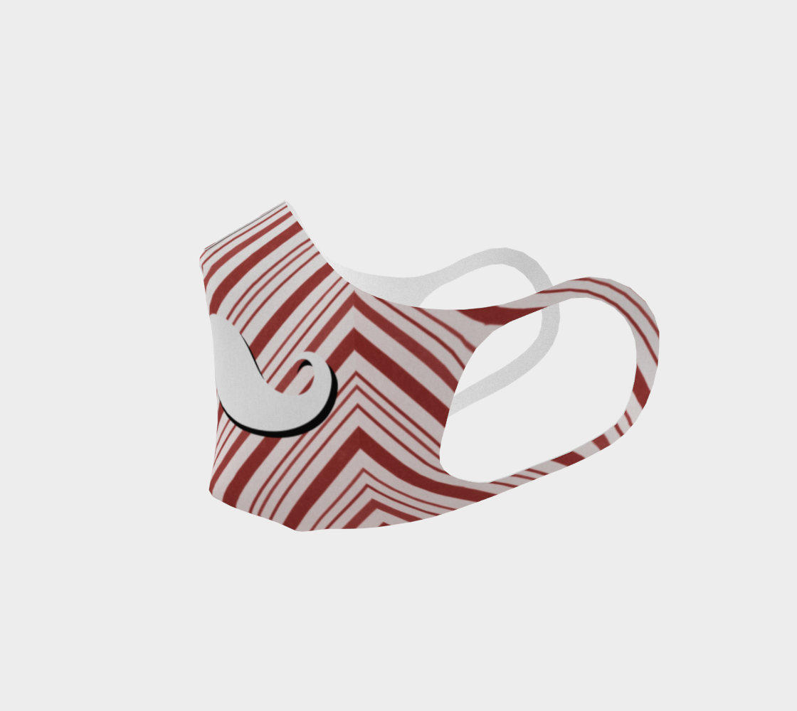 Holiday Christmas Candy Cane Moustache Man Face Covering Mask preview #2