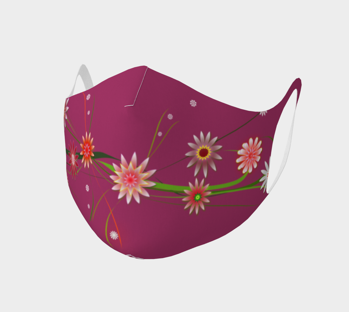 Face Mask - Flowers on Maroon - MarjanNo preview