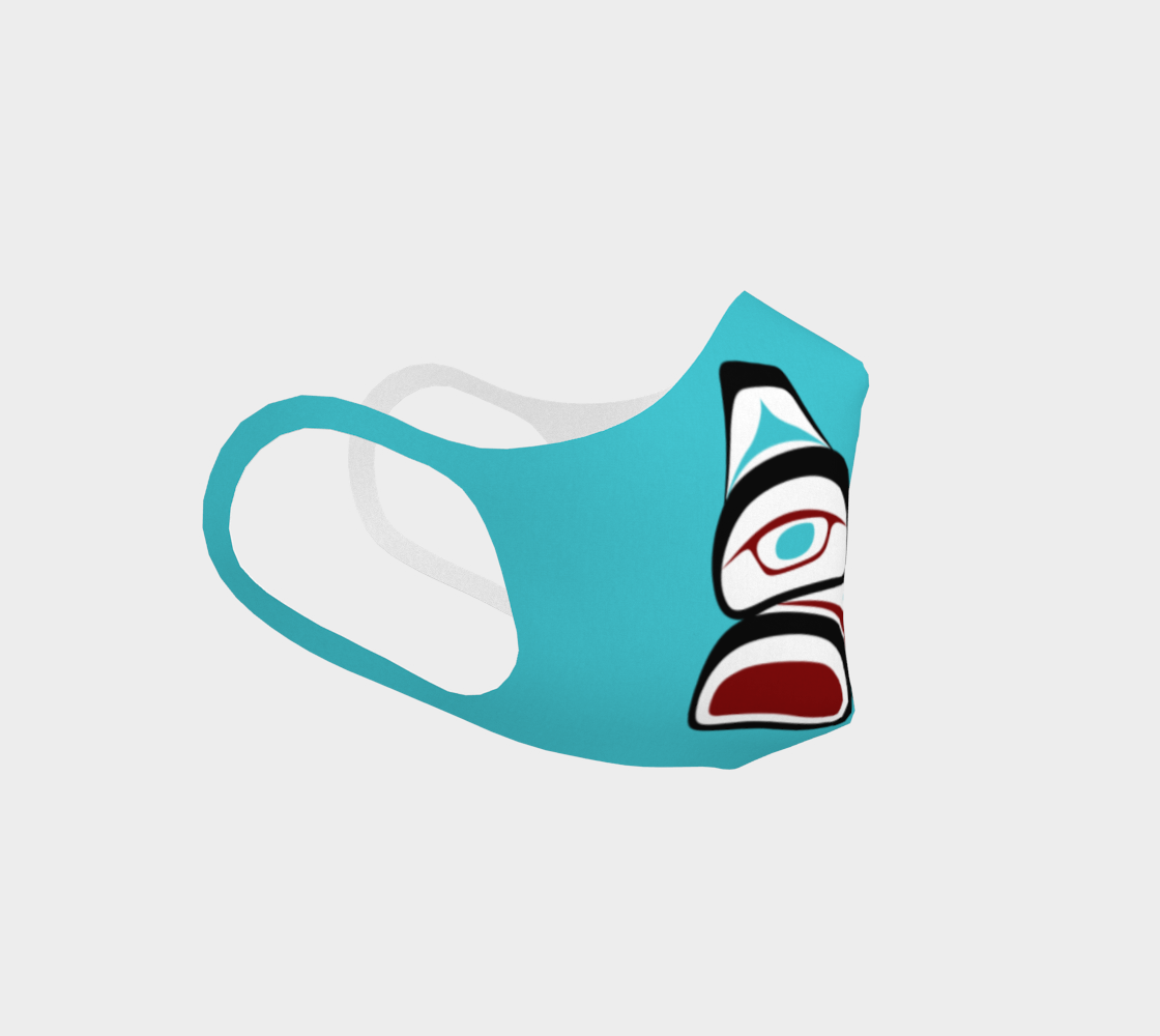 Tlingit Formline Northwest Art Double Knit Facemask on Teal Background preview #3