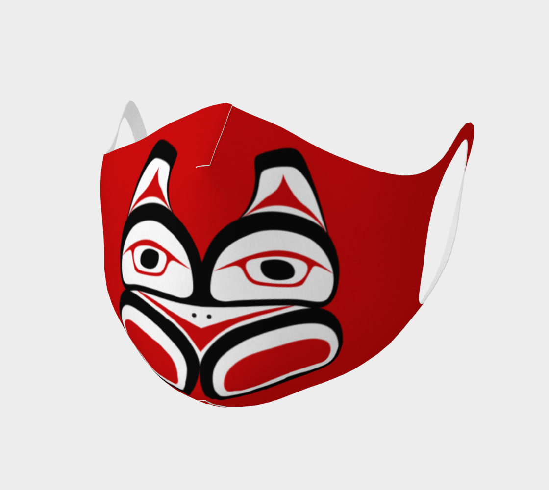 Traditional Tlingit Formline Northwest Art Double Knit Facemask on Red Background preview #1
