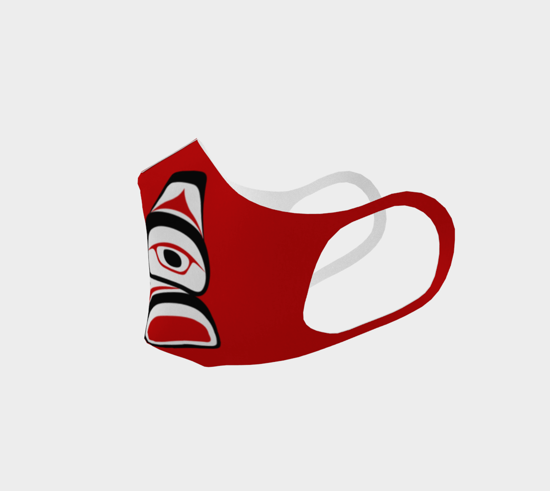 Traditional Tlingit Formline Northwest Art Double Knit Facemask on Red Background preview #2