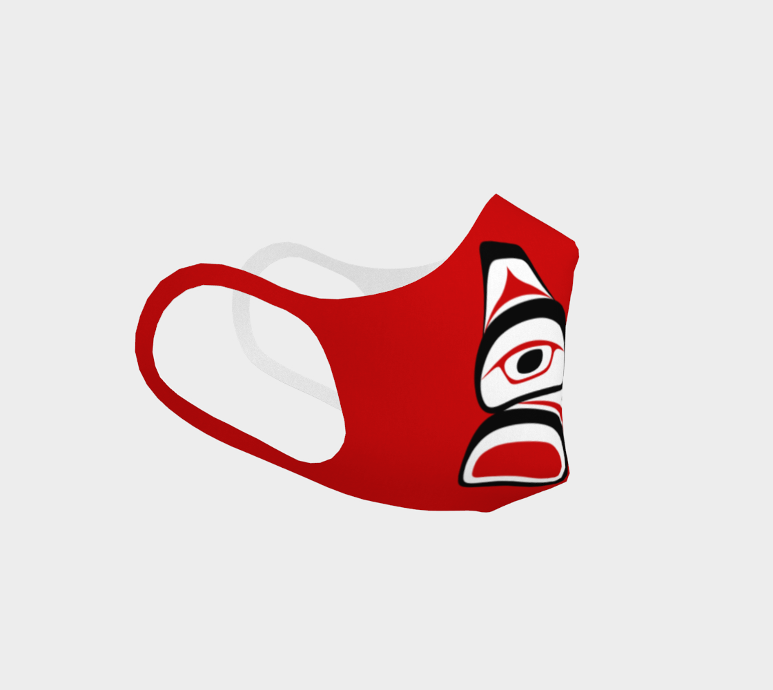 Traditional Tlingit Formline Northwest Art Double Knit Facemask on Red Background preview #3