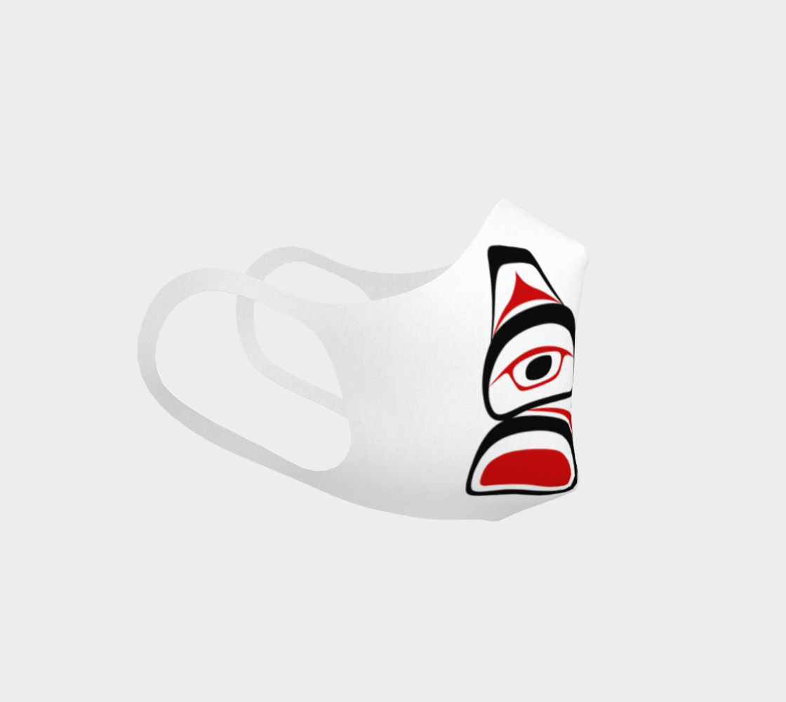 Traditional Tlingit Formline Northwest Art Double Knit Facemask on Red Background preview #3