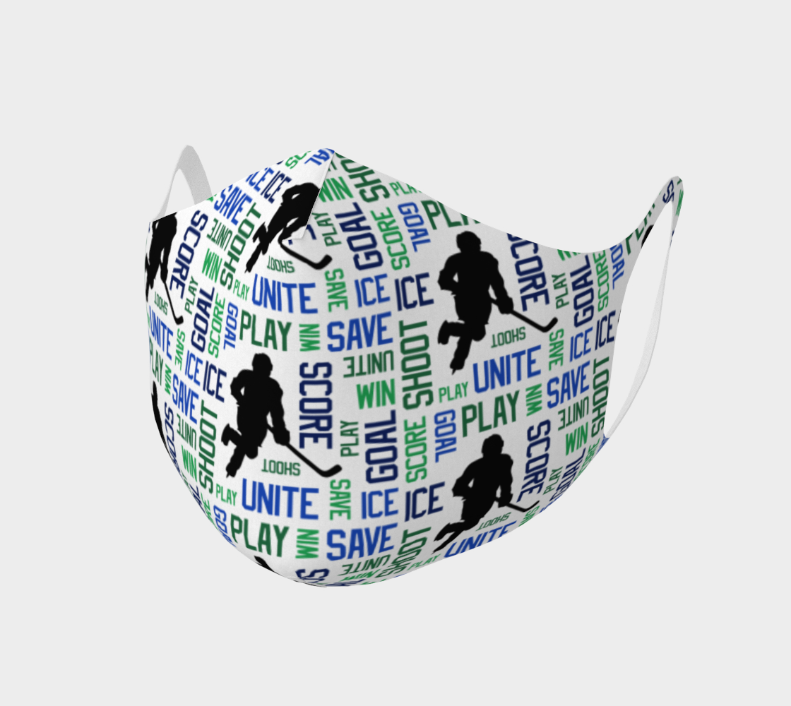 For the Love of Hockey Double Knit Face Covering - Blue & Green Miniature #2