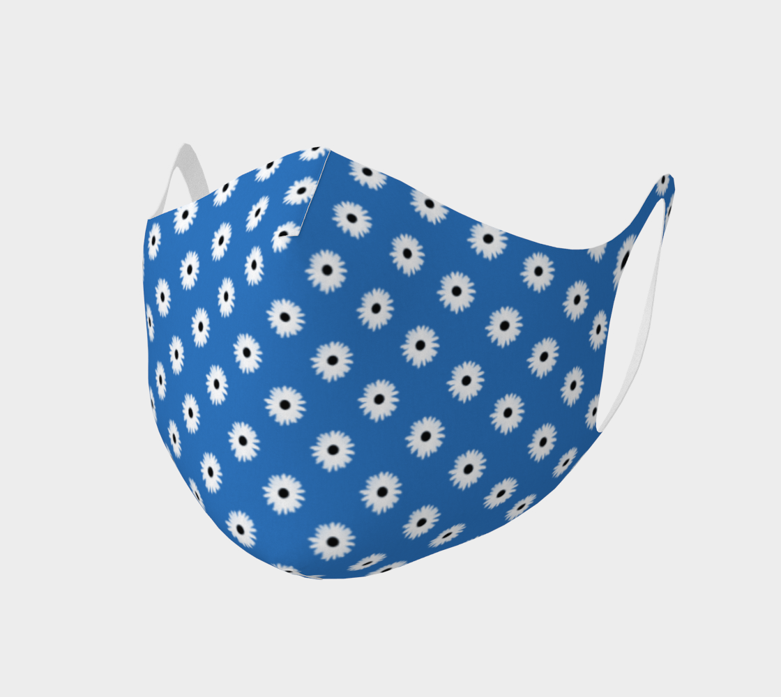 Aperçu de Couvre-Visage à maille double fleur marguerite Blanc/Bleu #1