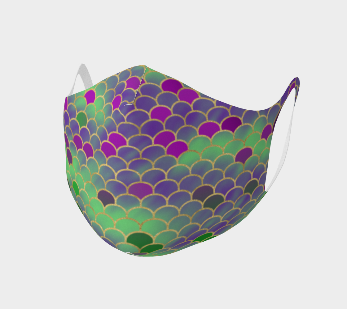 Green and Purple Mermaid Scales Double Knit Face Covering preview #1