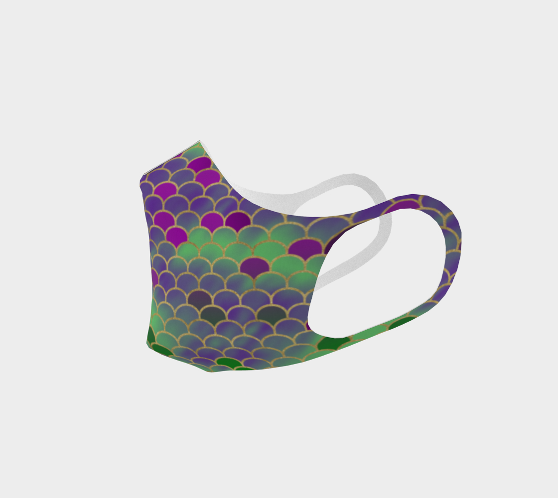 Green and Purple Mermaid Scales Double Knit Face Covering preview #2