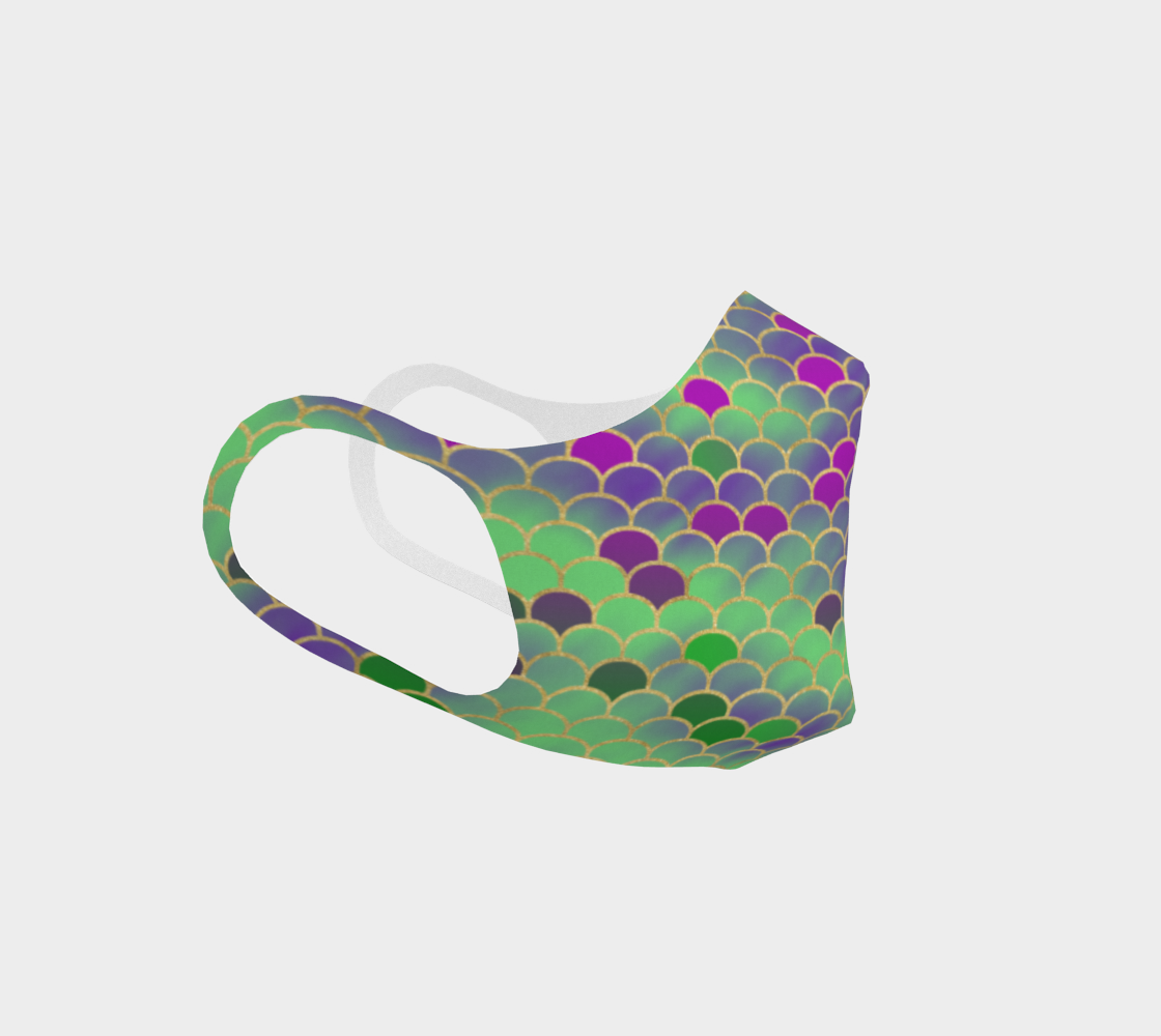 Green and Purple Mermaid Scales Double Knit Face Covering preview #3