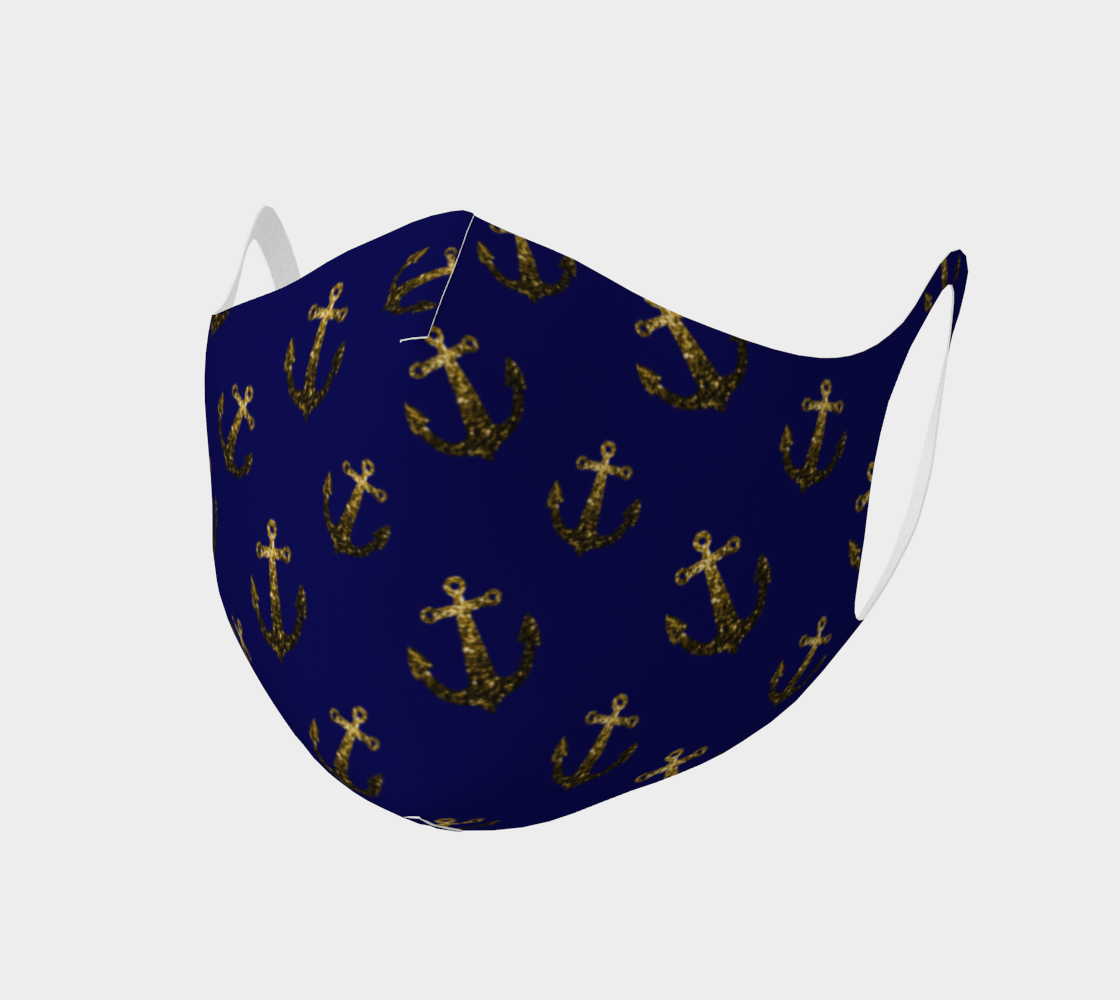 Aperçu de Gold sparkles Navy blue Anchor pattern