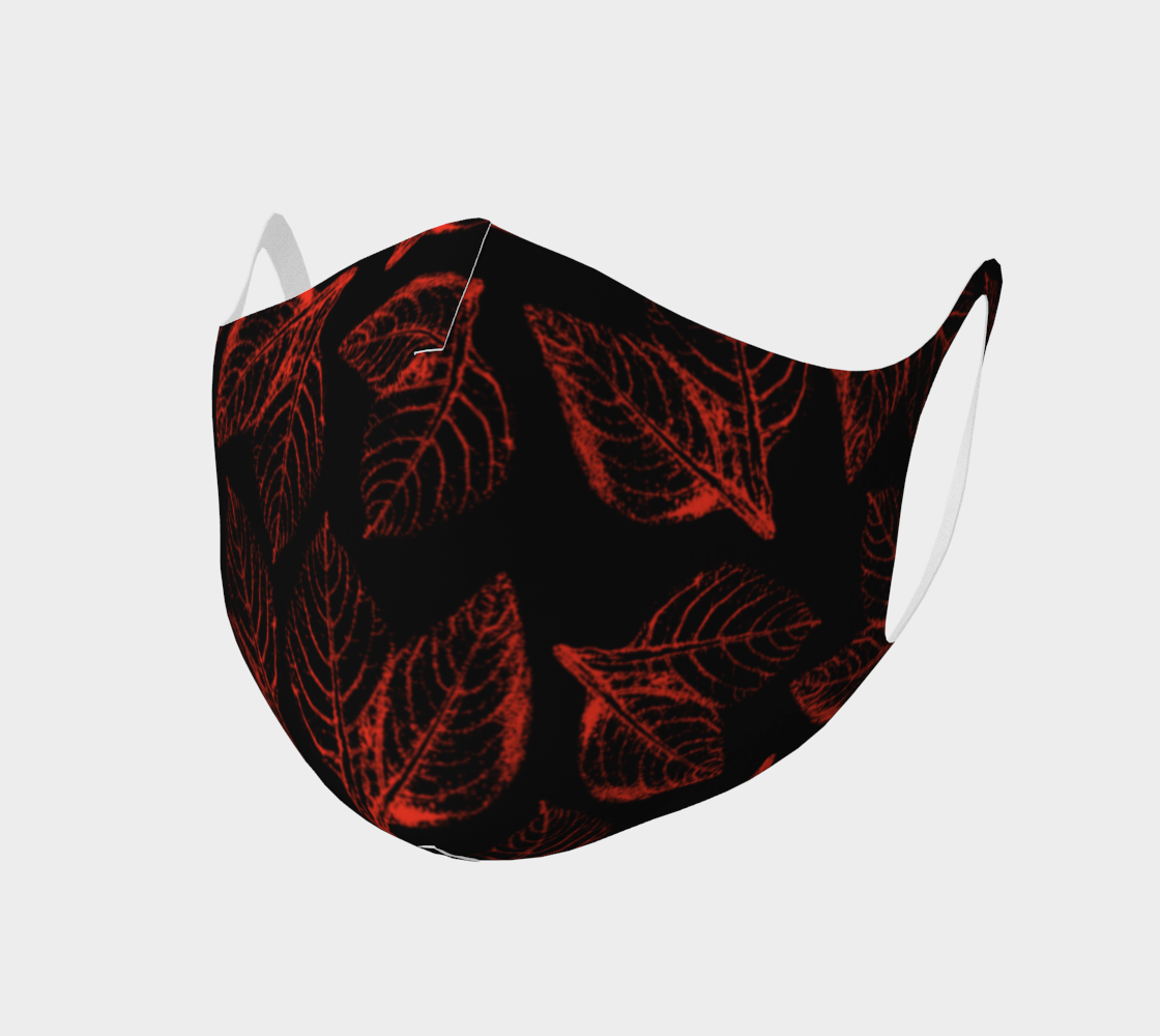 Aperçu 3D de Double Knit Face Covering * Abstract Red Black Floral Facemask* Flowered Face Masks * Red Amaranth Leaves