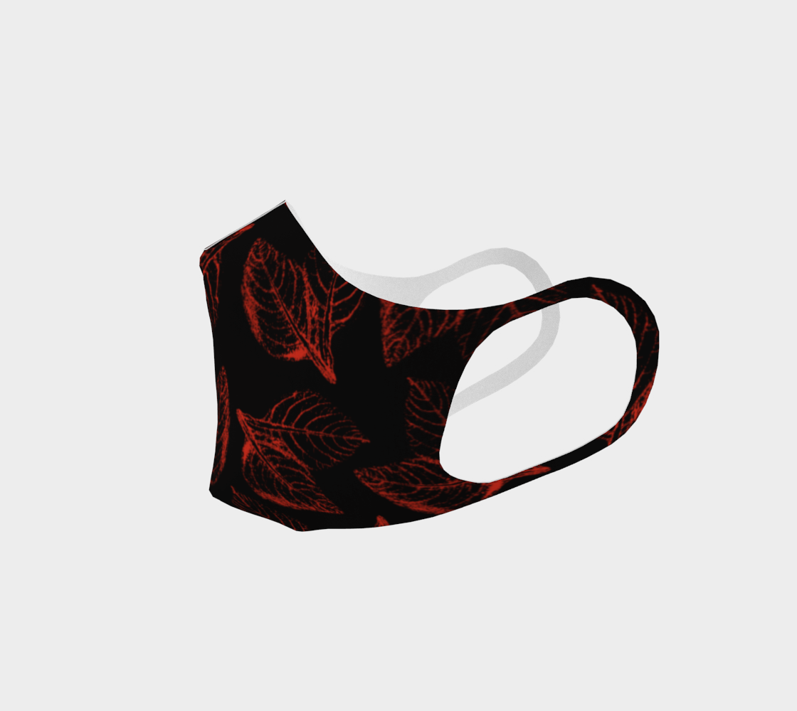 Double Knit Face Covering * Abstract Red Black Floral Facemask* Flowered Face Masks * Red Amaranth Leaves Miniature #3