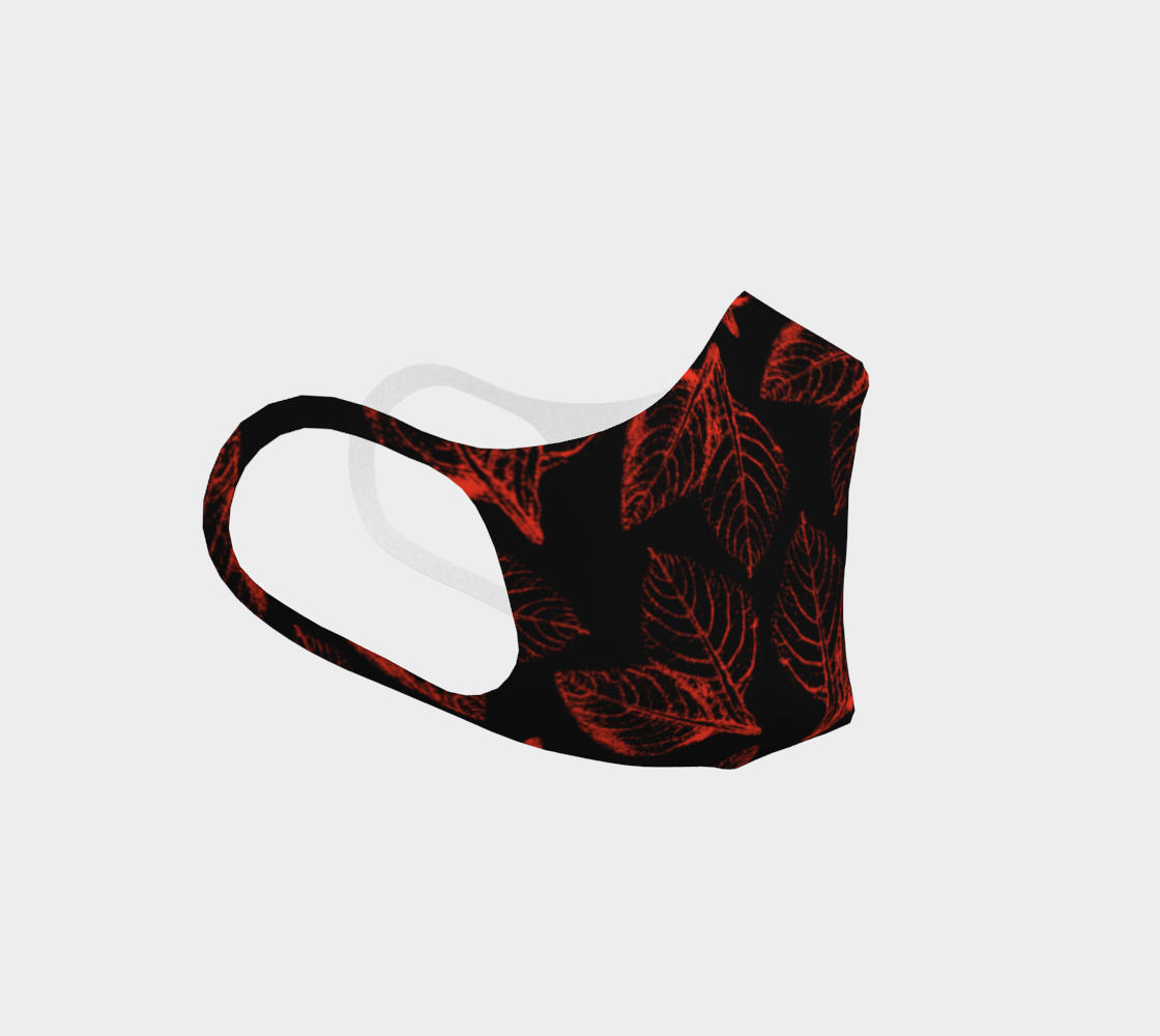 Double Knit Face Covering * Abstract Red Black Floral Facemask* Flowered Face Masks * Red Amaranth Leaves Miniature #4
