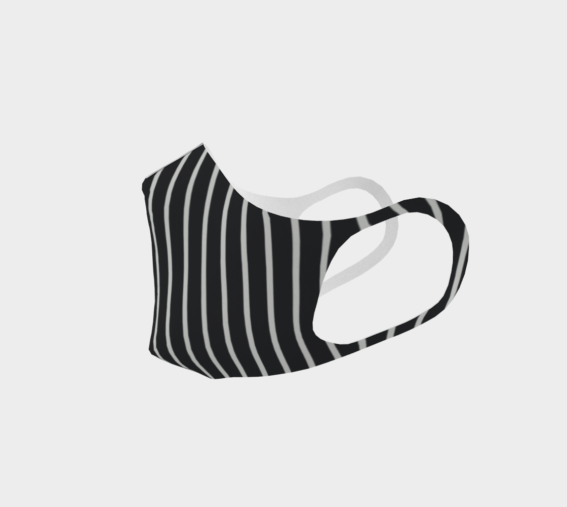 Pinstripe Double Knit Face Mask- Black/White (No Filter Pocket) Miniature #3