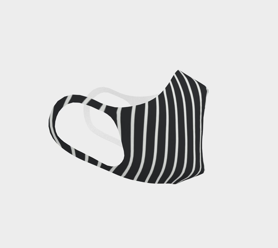 Aperçu de Pinstripe Double Knit Face Mask- Black/White (No Filter Pocket) #3