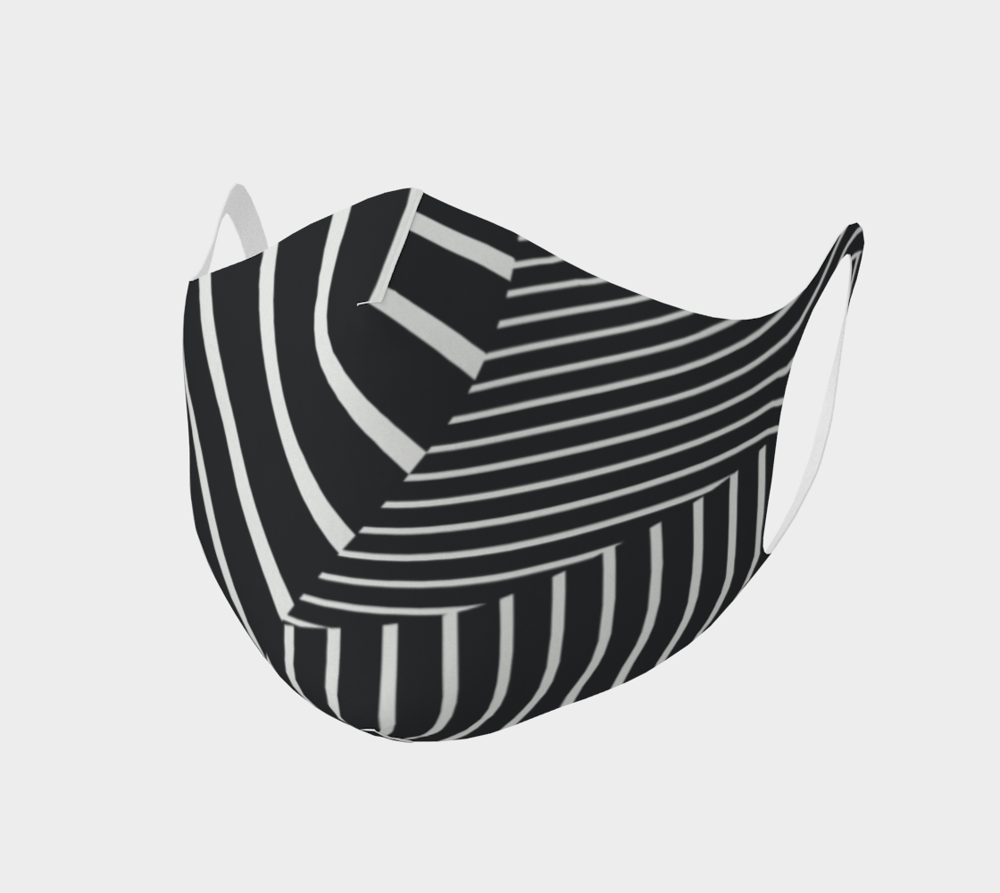 Pinstripe Mixed Direction Double Knit Face Mask- Black/White (No Filter Pocket) aperçu