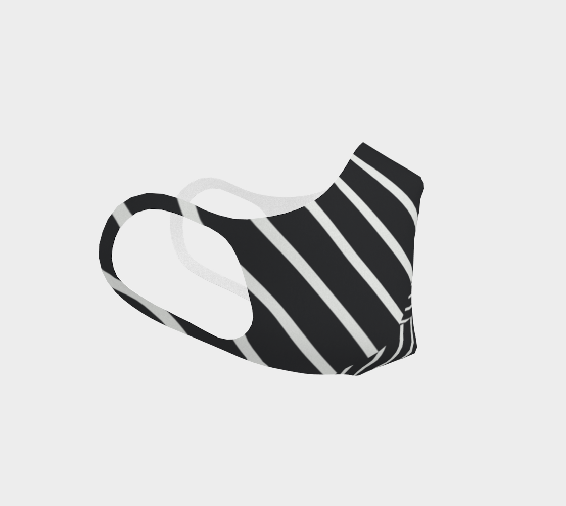 Pinstripe Mixed Direction Double Knit Face Mask- Black/White (No Filter Pocket) Miniature #4