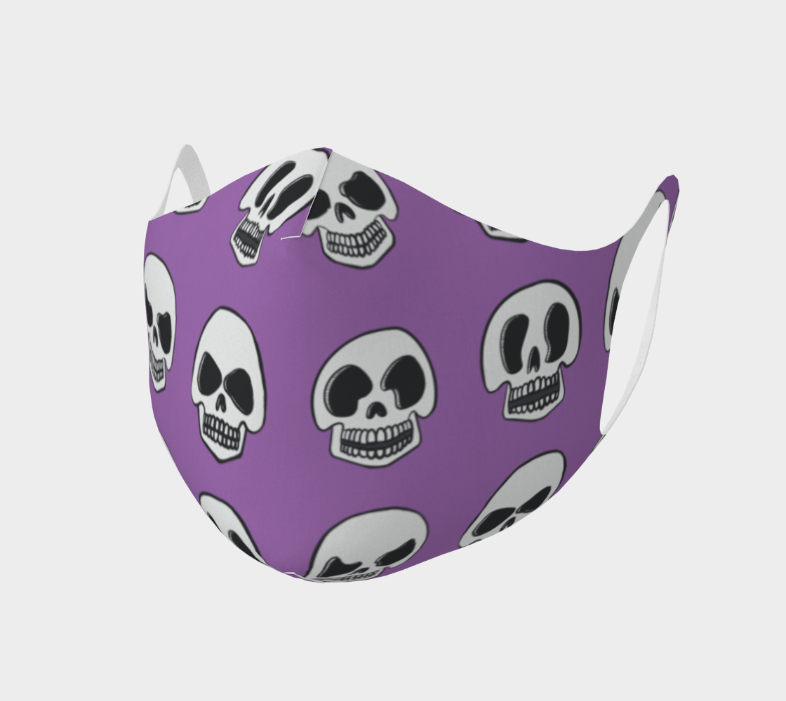 Skulls Double Knit Face Mask- Purple (No Filter Pocket) aperçu