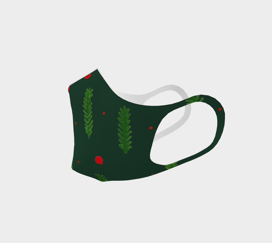 Aperçu de Green Christmas branches and berries face mask #2